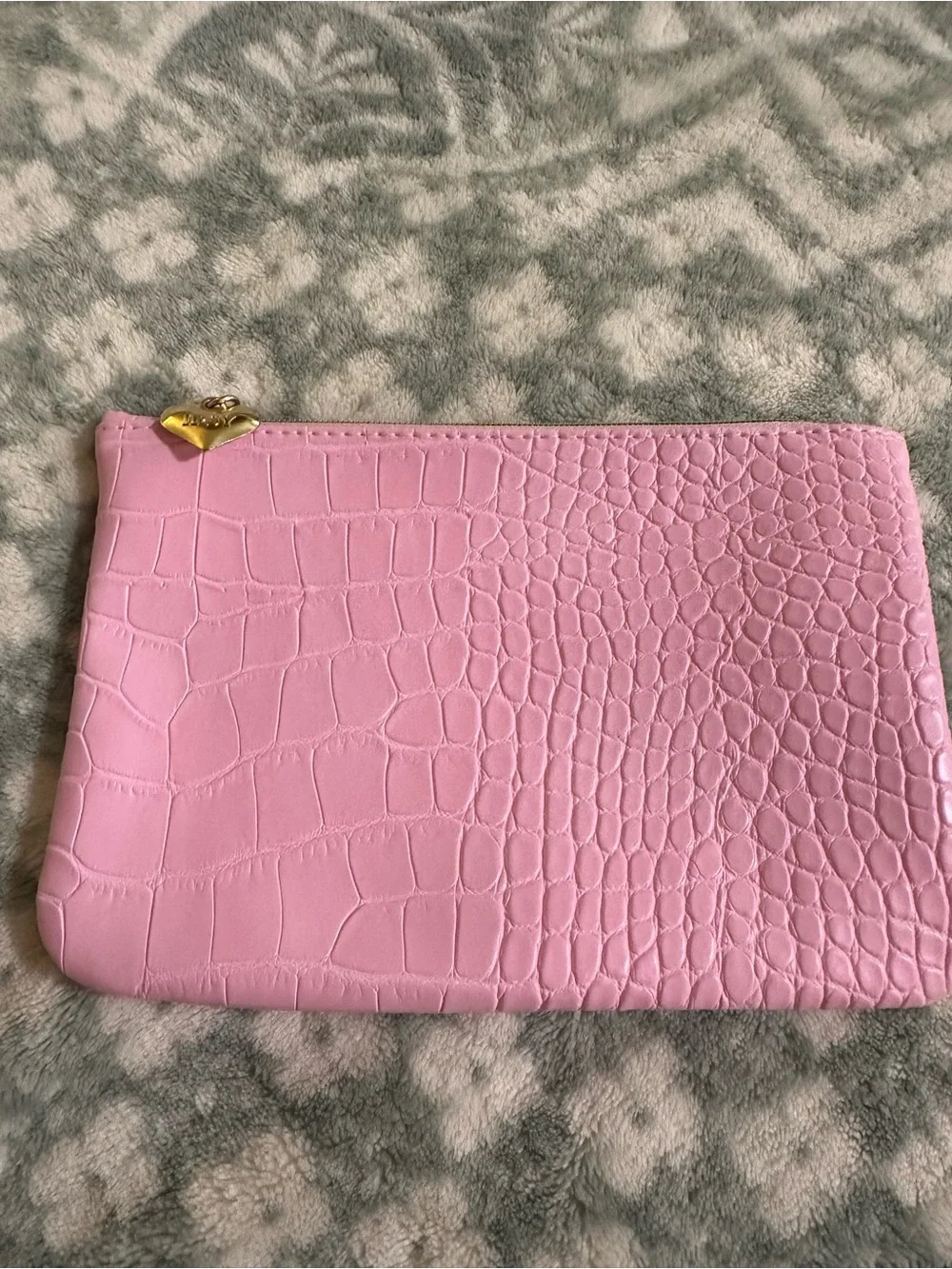Pink Croc-Embossed Wristlet Clutch - Unbranded